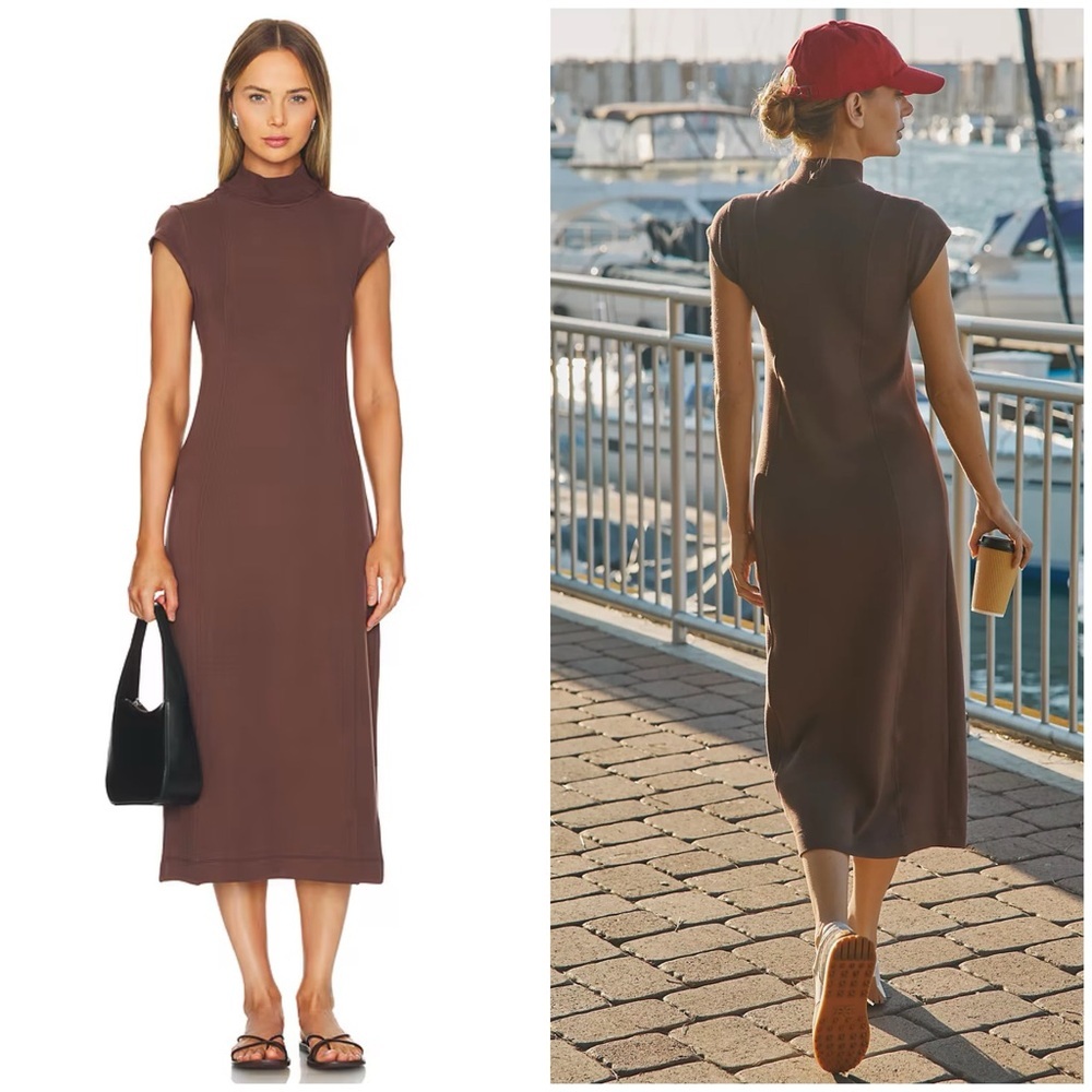 VARLEY Taunton Midi Dress in Chestnut Size S